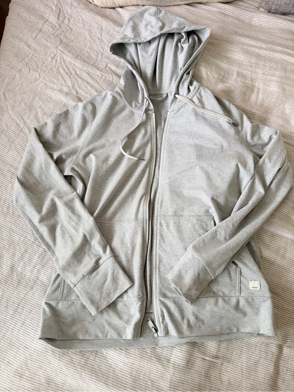 Vuori Light Gray Zip-Up Hoodie Jacket